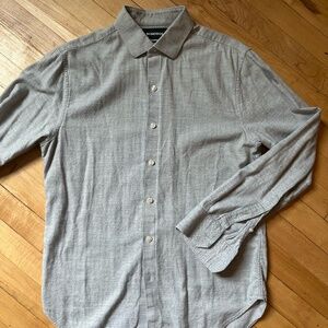 Bonobos Unbutton Down Shirt in Grey Herringbone, Standard Fit, Small